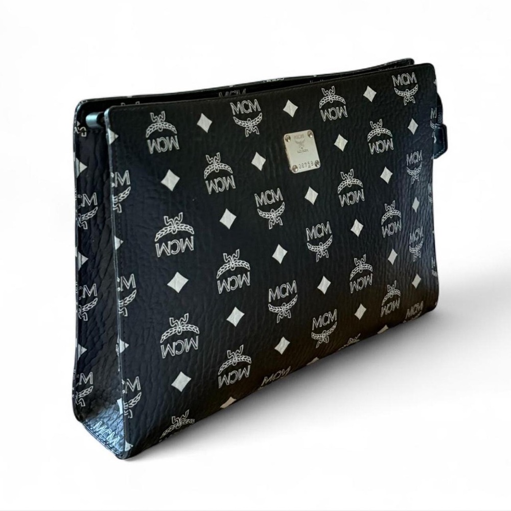 MCM leather Black and White Clutch